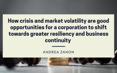 How crisis and market volatility are good opportunities for a corporation to shift towards greater resiliency and business continuity
